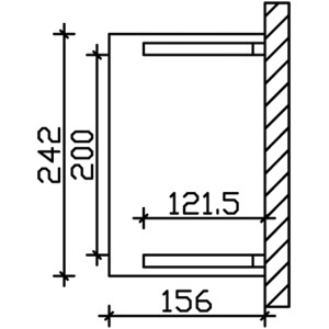 Technische Zeichnung des Skan Holz Haustür-Vordachs Paderborn 1, Maße: 242 x 156 cm.
