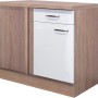 Flex-Well Eck-Unterschrank Valero, 110x60 cm, Hochglanz Weiß/Sonoma Eiche, mit Schublade und Drehtür.