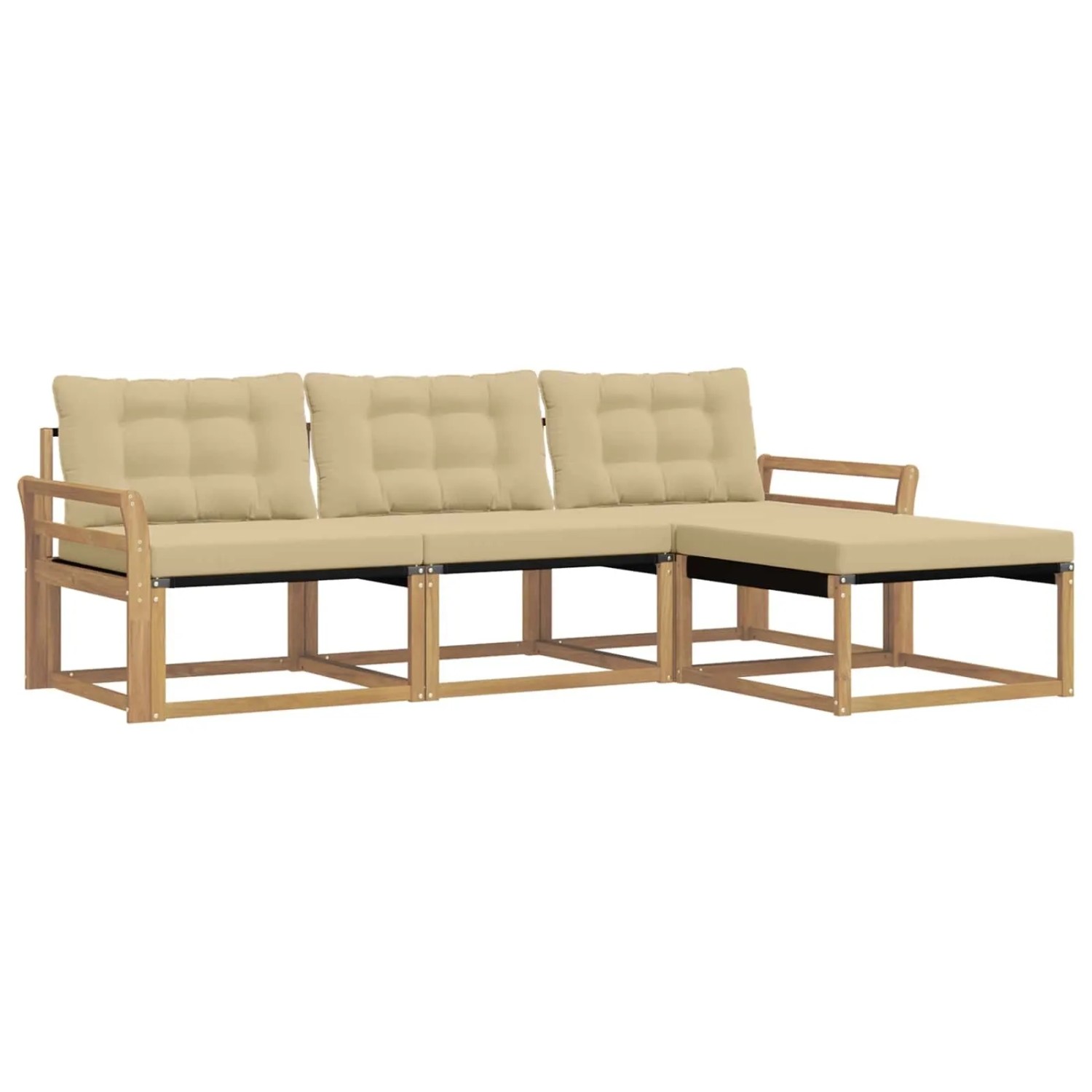 vidaXL Outdoor-Sofagarnitur mit Kissen 4 Stk Weiß und Beige 3388567