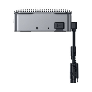 Zendure Hyper 2000 SolarFlow Hybridwechselrichter für Balkonkraftwerke, Seitenansicht.