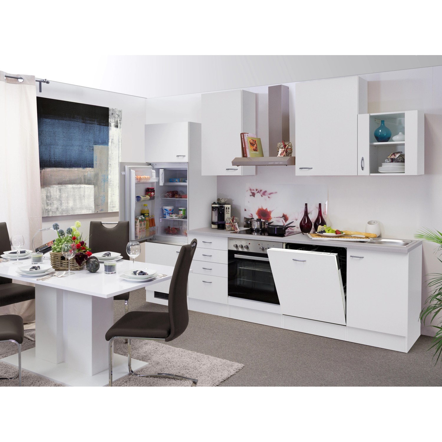 Flex-Well Classic Küchenzeile/Küchenblock Wito 280 cm Weiß