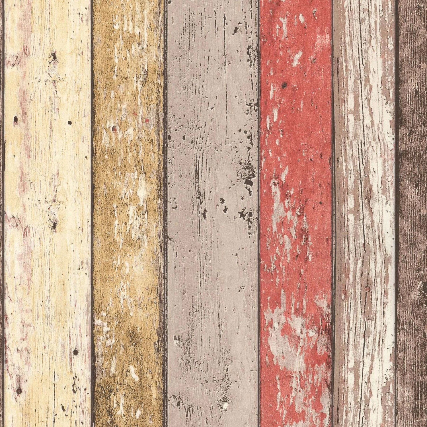 Bricoflor Vintage Tapete in Holzoptik Bretter Tapete in Rot und Braun Rustikale Vliestapete im Used Look für Küche und W