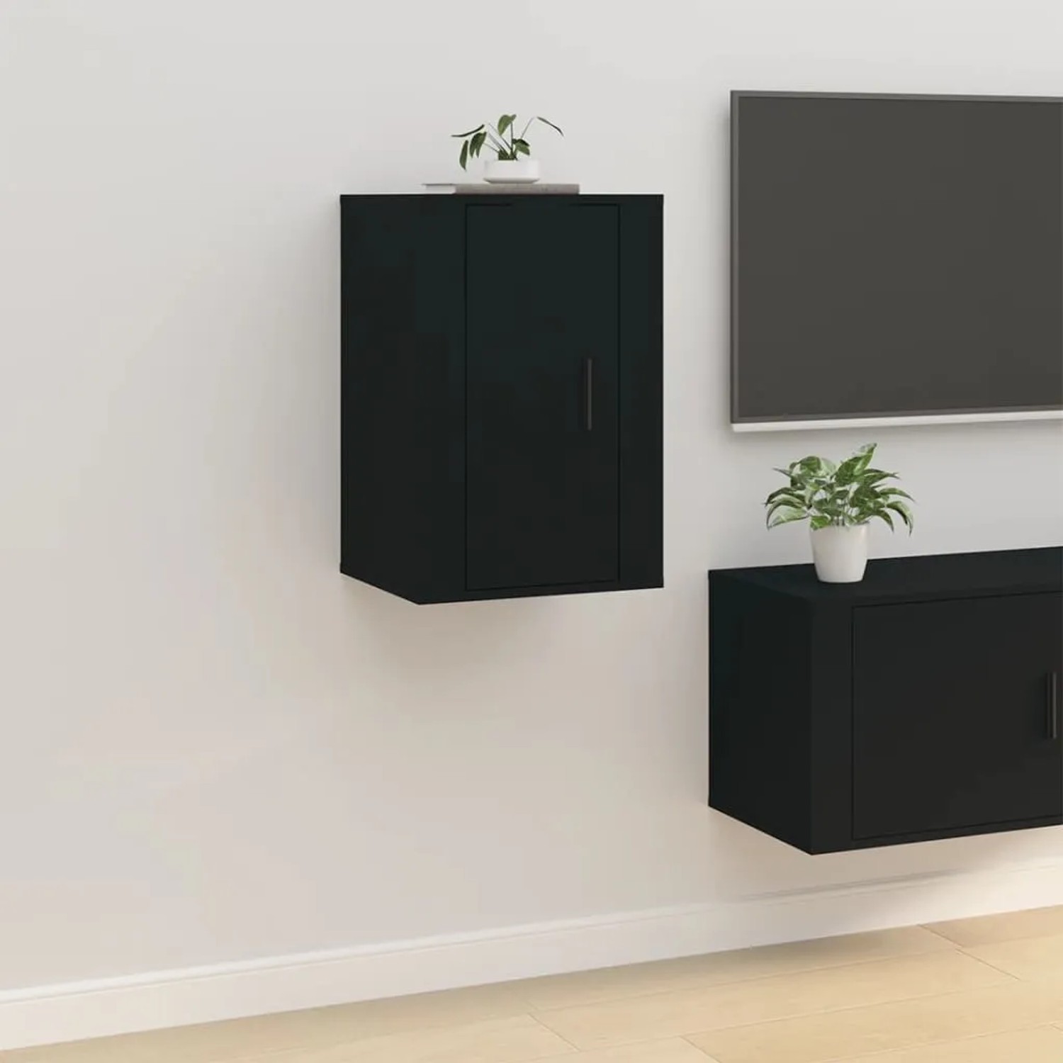 Schwarzer VidaXL TV-Wandschrank, 40x34,5x60 cm, Teil einer Wohnwand.