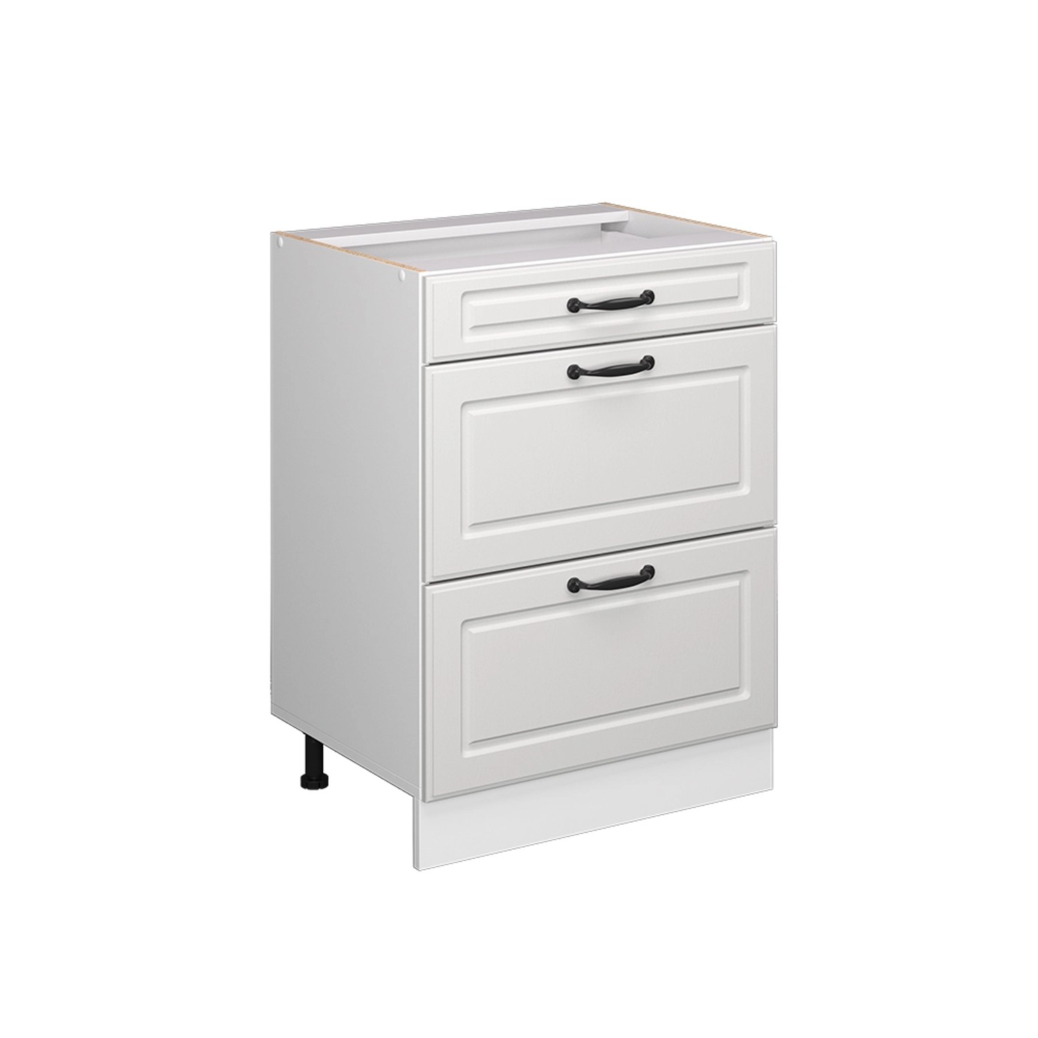 Vicco Küchenunterschrank R-Line Weiß Landhaus/Weiß 60 cm mit Schubladen ohne Arbeitsplatte