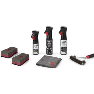 Weber Reinigungsset, 7-teilig für Holzkohlegrills: Bürste, Reiniger, Schwämme, Spray und Tuch.