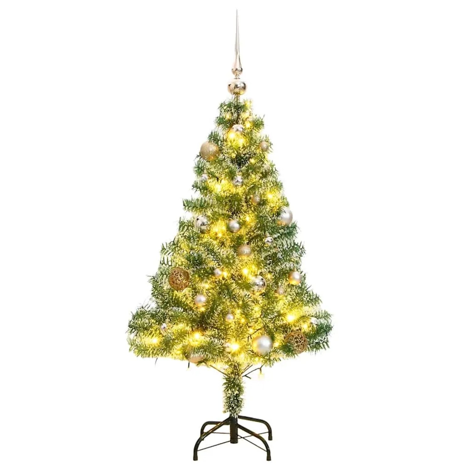 vidaXL Künstlicher Weihnachtsbaum mit Schnee & Kugeln 150 LEDs 150 cm 3210092