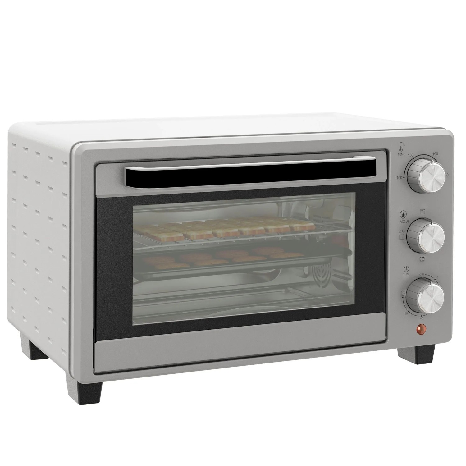 HOMCOM Minibackofen 21L mit 1 Drahtgestell 1 Backblech 3 Kochmodi Glas Silber