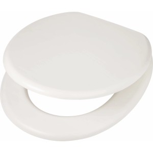 Weißer baliv WC-Sitz Tamega mit Holzkern aus MDF, schlichtes Design für jedes Badezimmer.
