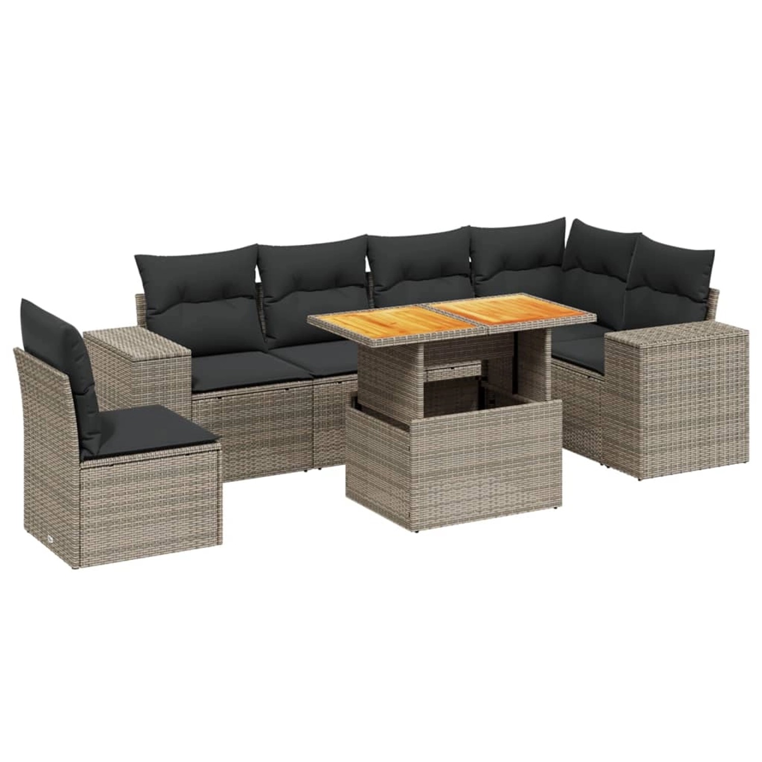vidaXL 7-Tlg Garten-Sofagarnitur mit Kissen Grau Poly Rattan 3272663 günstig online kaufen