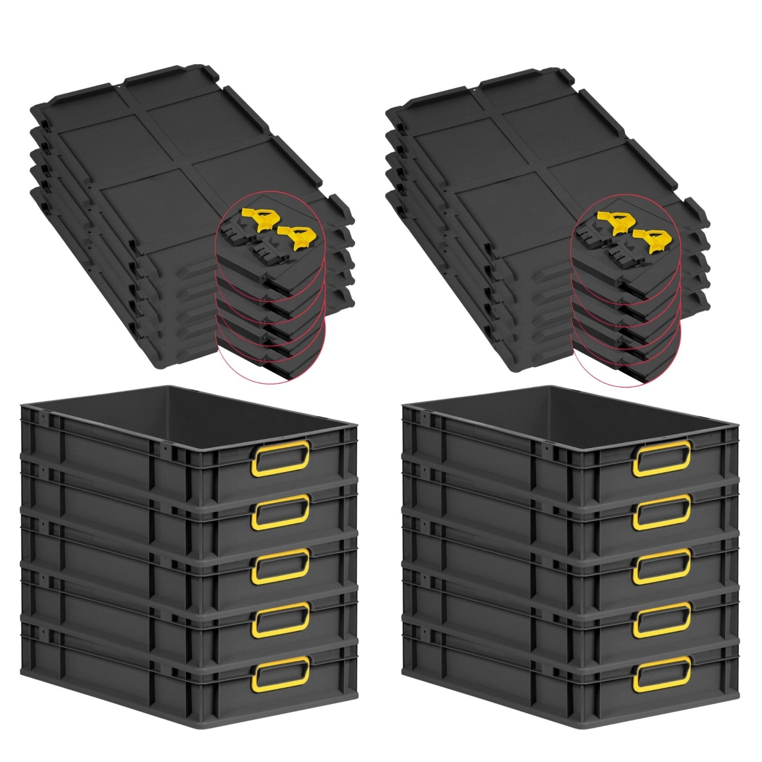 PROREGAL SuperSparSet 10x Eurobox Nextgen Color Mit Scharnierdeckel HxBxT 1 günstig online kaufen