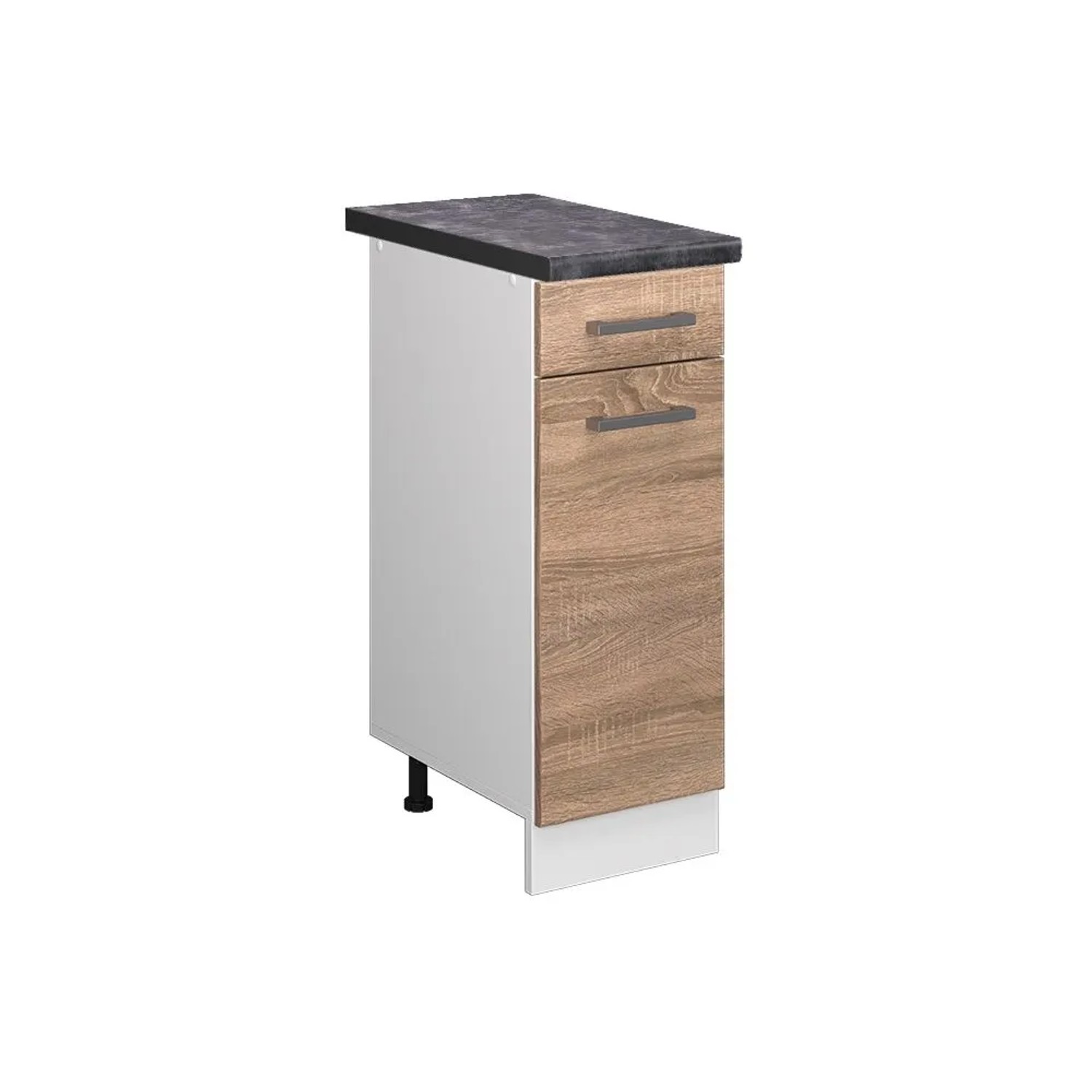 Vicco Küchenunterschrank R-Line Schubladenschrank für die Küche Sonoma Weiß 30 cm AP Anthrazit