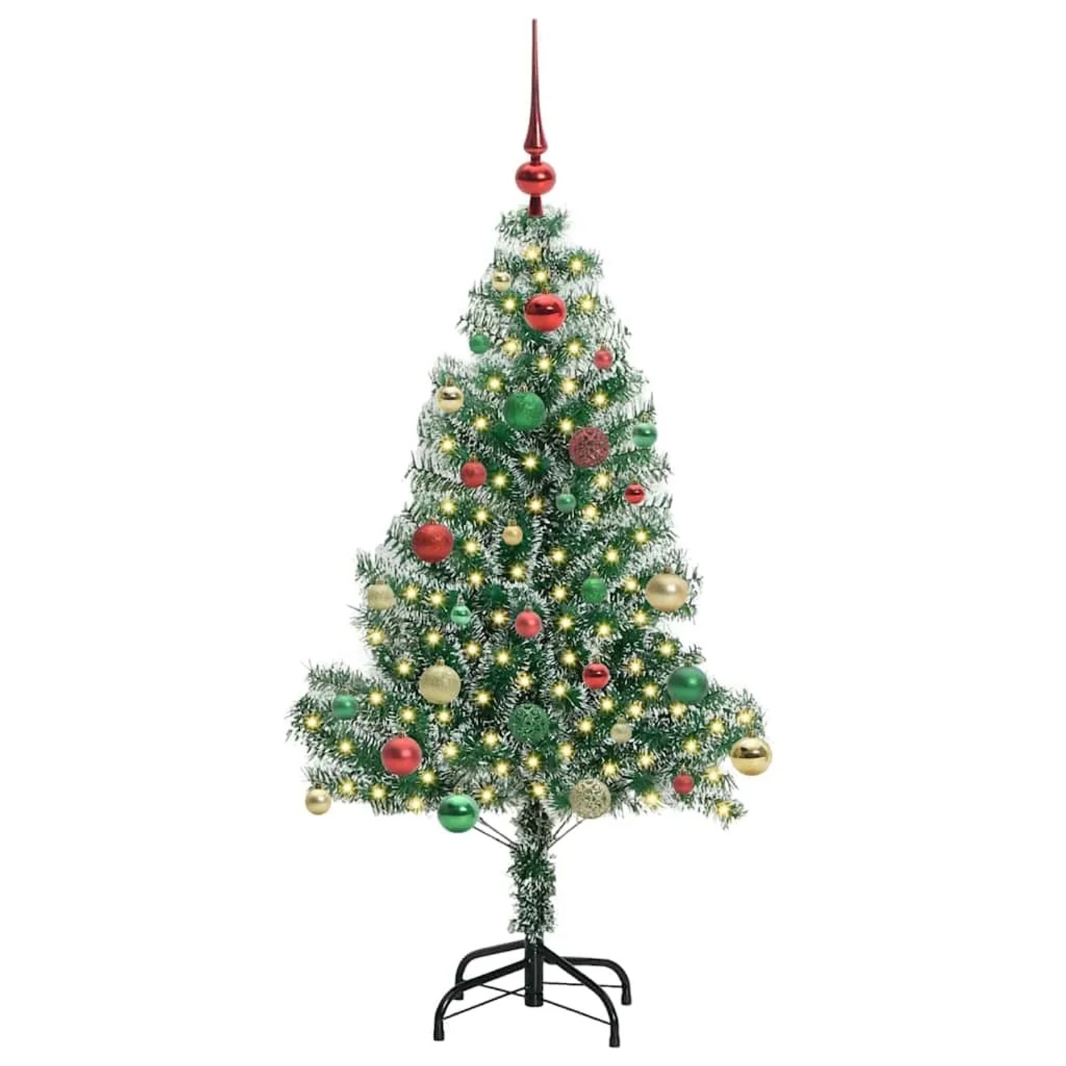 vidaXL Künstlicher Weihnachtsbaum Beschneit mit LED Licht 150 cm 3396814