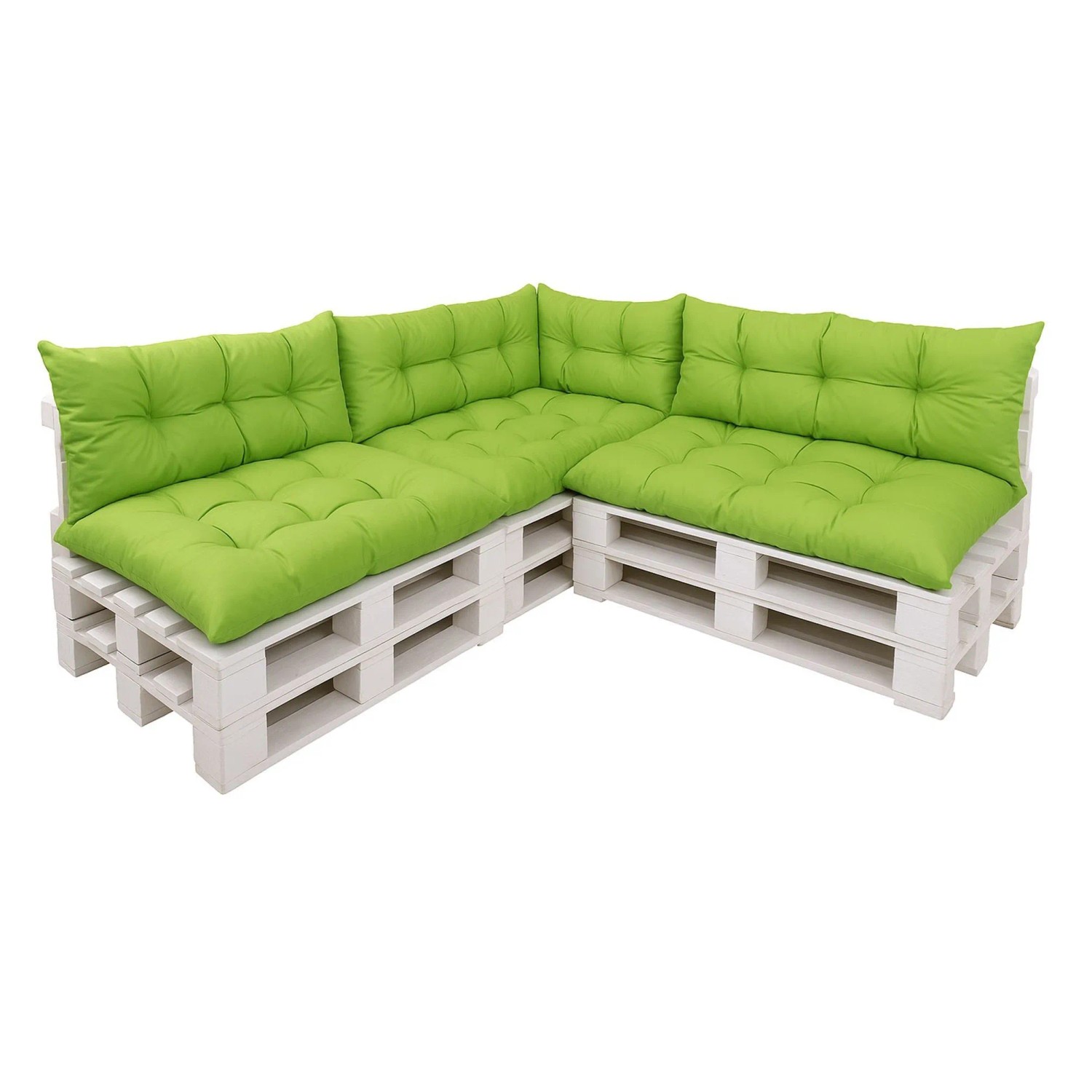 Setgarden Style 7er-Set Palettensofa Kissen Outdoor  120 x 60cm Sitzkissen + Rückenkissen 120 x 40 cm 1tlg Lemon