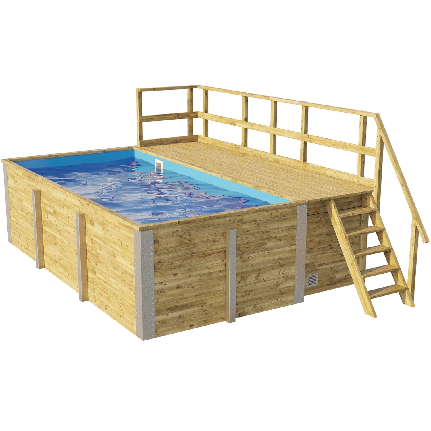 Weka Massivholzpool 595 Gr.1 Technikraum/Sonnendeck 490 x 309 x 203 cm Blau