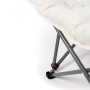 Detailaufnahme: Beige Campingstuhl Eclipse Herkules, Faltstuhl mit grauem Gestell.