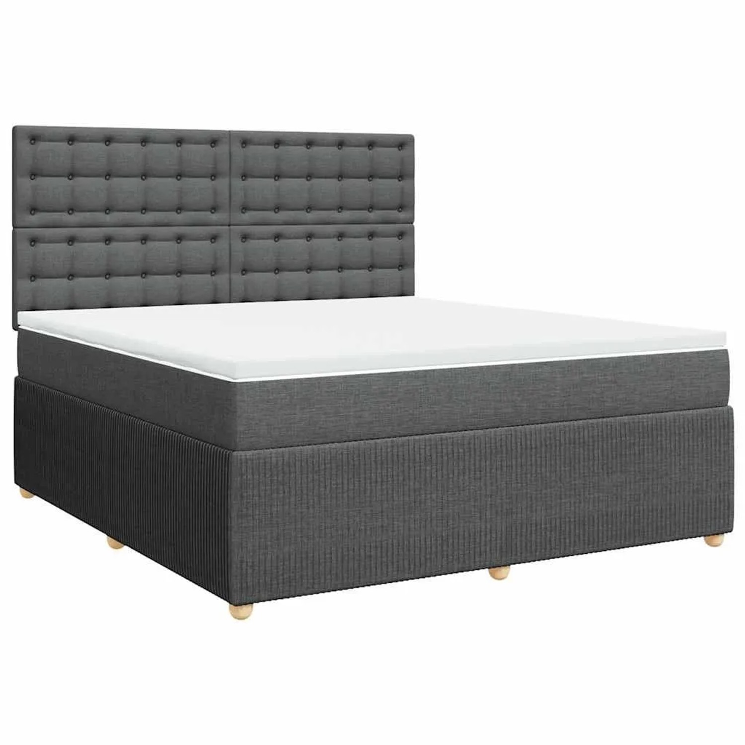 vidaXL Boxspringbett mit Matratze Dunkelgrau 180x200 cm Stoff 3294450