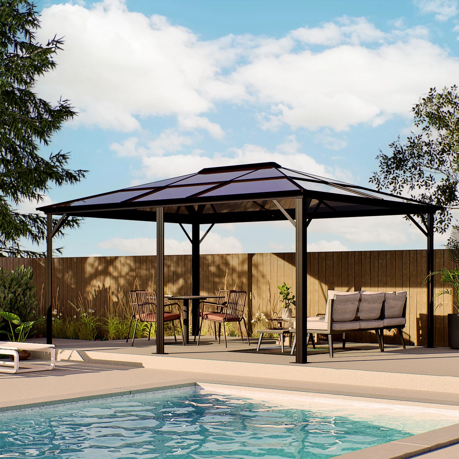 Sojag Pavillon Meridien 12 x 16 Anthrazit 365 cm x 485 cm x 270 cm günstig online kaufen