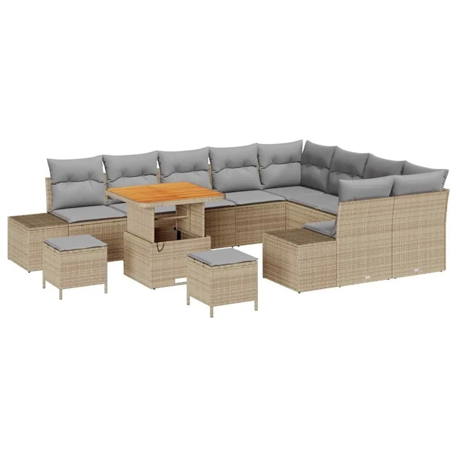 vidaXL Gartensofa-set mit Kissen mit Speicher 12-Tlg Beige Poly-Rattan 3364 günstig online kaufen