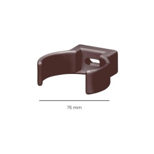 Inefa Rohrschellen Clip DN 75 aus dunkelbraunem PVC für Fallrohr-Wandmontage, 75 mm Durchmesser.
