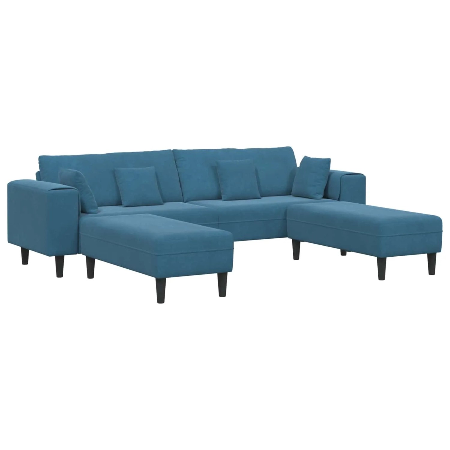vidaXL Sofa mit Kissen 3-Tlg Blau Samt 3335171