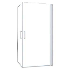 AICA Eckdusche 90x76cm mit Pendeltür, Alu Silber Matt, 5mm ESG Glas Duschkabine.