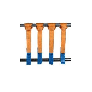 4 orangefarbene TRUTZHOLM Motorrad Spanngurte mit Doppelschlaufe zur Ladungssicherung.