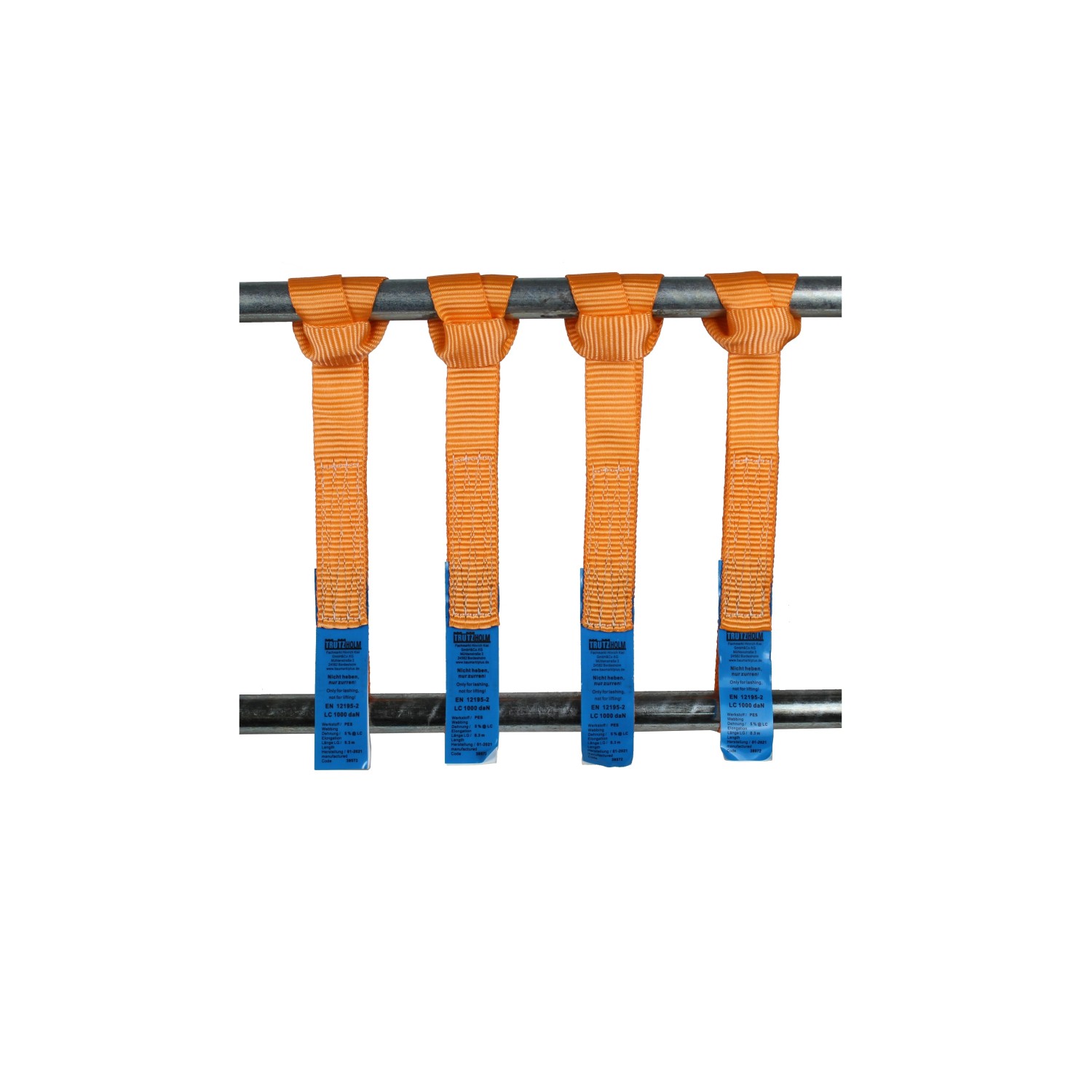 TRUTZHOLM 4 Gurtschlaufen Doppelschlaufe Motorradspanngurt Orange