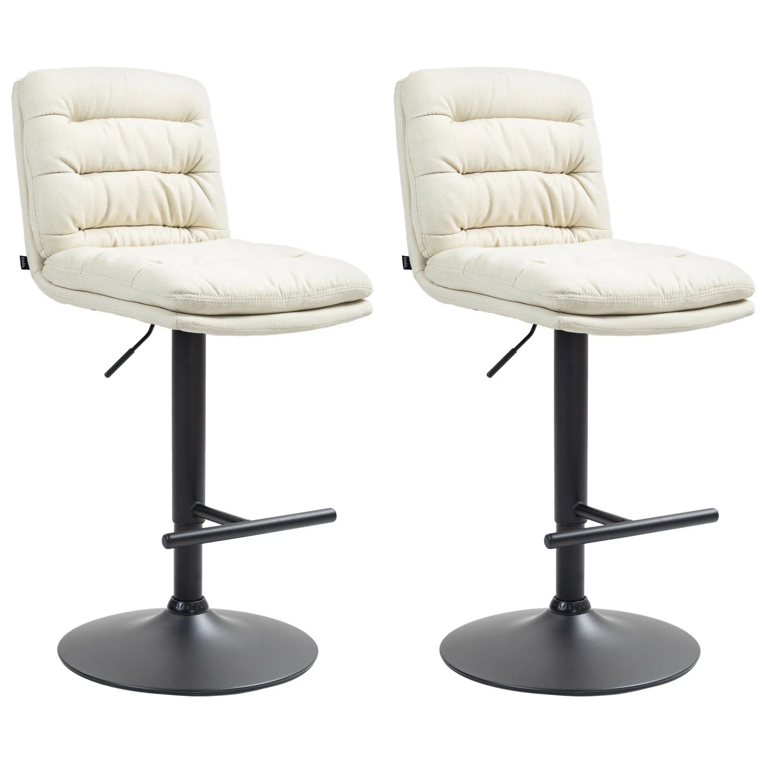 DELUKE Barhocker 2er Set TURIN Creme Stoff Schwarz Barstuhl Mit Lehne Tresenhocker Tresenstuhl