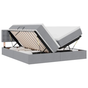 vidaXL Bett mit LED-Lichtleisten Hellgrau 200 x 200 cm Stoff 3371591
