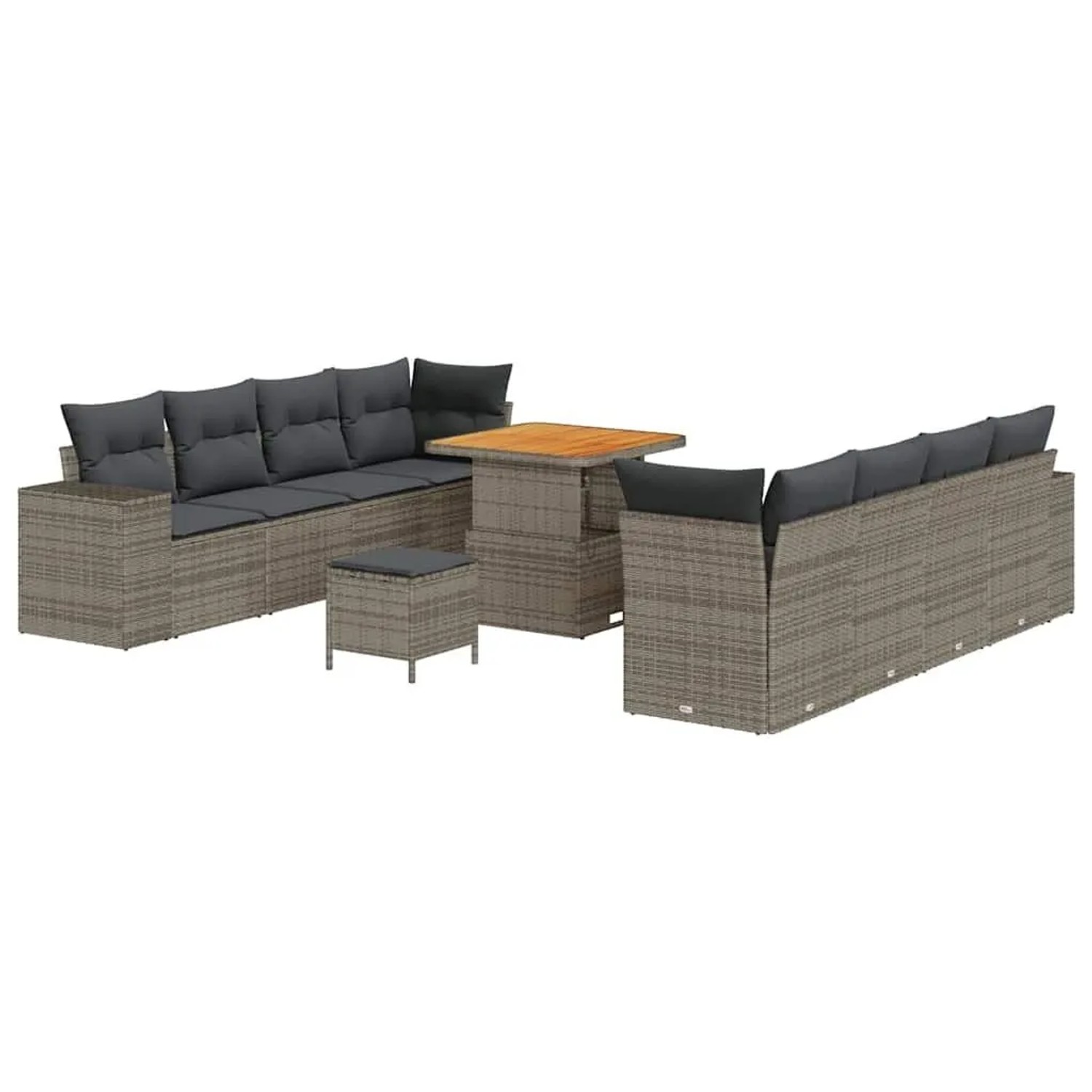 vidaXL Gartensofa-set mit Kissen mit Speicher 11-Tlg Grau Poly-Rattan 33639 günstig online kaufen