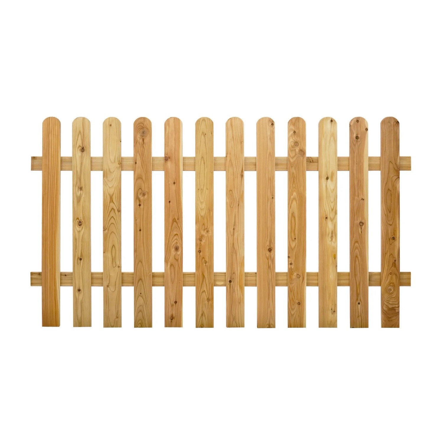 GartenLand Vorgartenzaun MAILAND Gerade 180x100 cm Holzzaun Lärche PEFC Bretterzaun mit Gebogenem Kopf