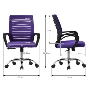 Ergonomischer, lila ML-Design Bürostuhl mit Netzrückenlehne und verstellbarer Höhe.