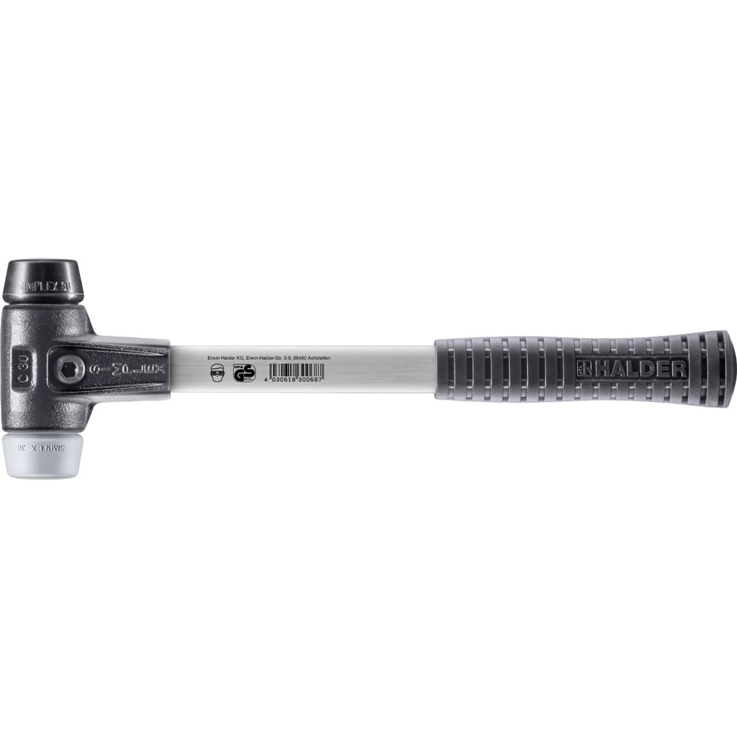 Halder Simplex Schonhammer Ø 30 mm Gummi Schwarz   TPE-mid Grau mit Verstär günstig online kaufen