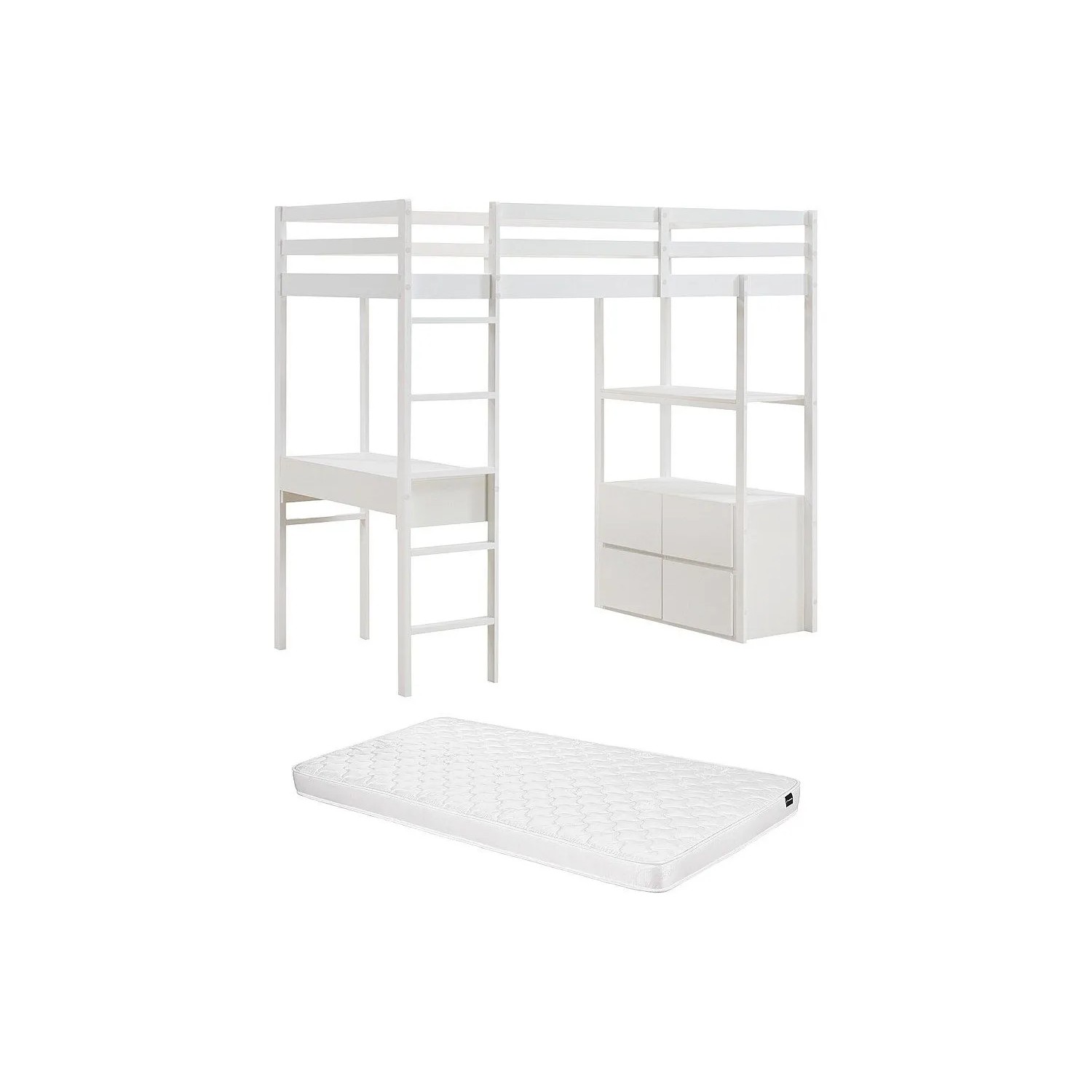 Vente-unique Hochbett Kalizi Weiß 196 cm