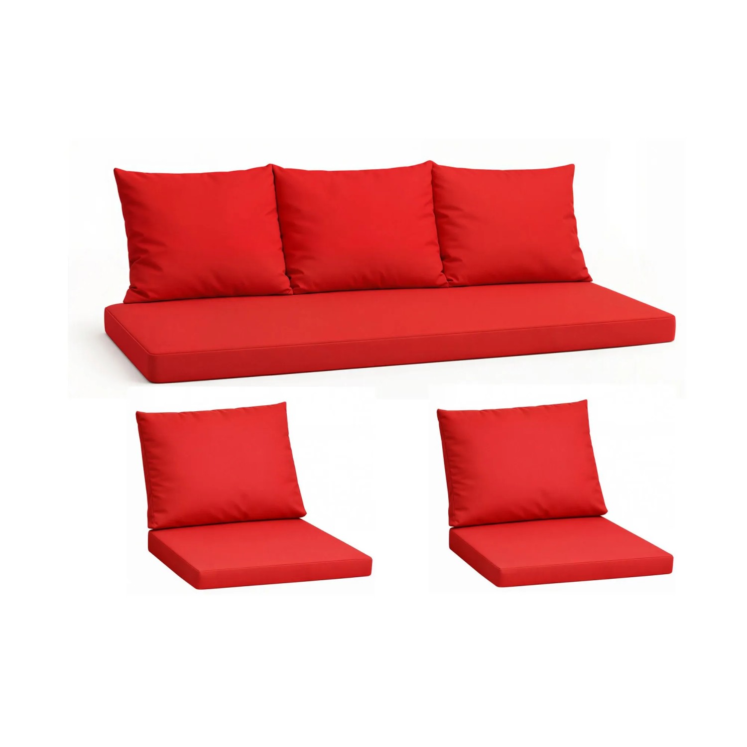 Setgarden Komfort Set Gartenloungekissen aus Technorattan-Möbel Kissen für Sofa 150x50 cm + Sessel 1tlg Rot