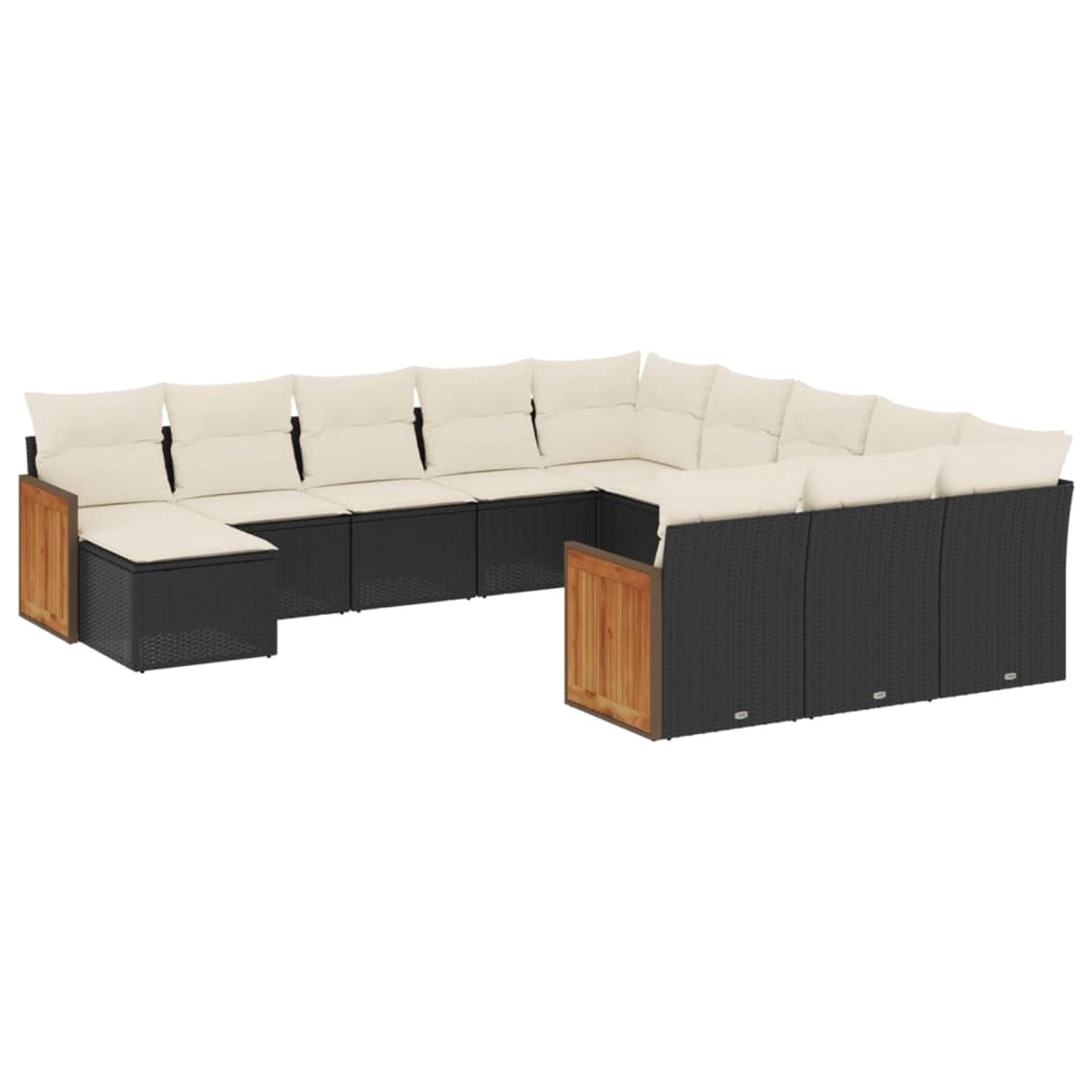 vidaXL 12-Tlg Garten-Sofagarnitur mit Kissen Schwarz Poly Rattan 3228261 günstig online kaufen