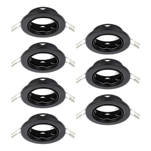 7 schwarze EGLO Einbaustrahler Ø8,6cm aus Stahl, ohne Leuchtmittel, GU10 Fassung.