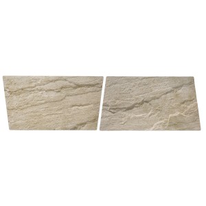 Kalkstein Rasenkante Nativa, 35x20x4 cm, in Natursteinoptik mit Schieferstruktur.