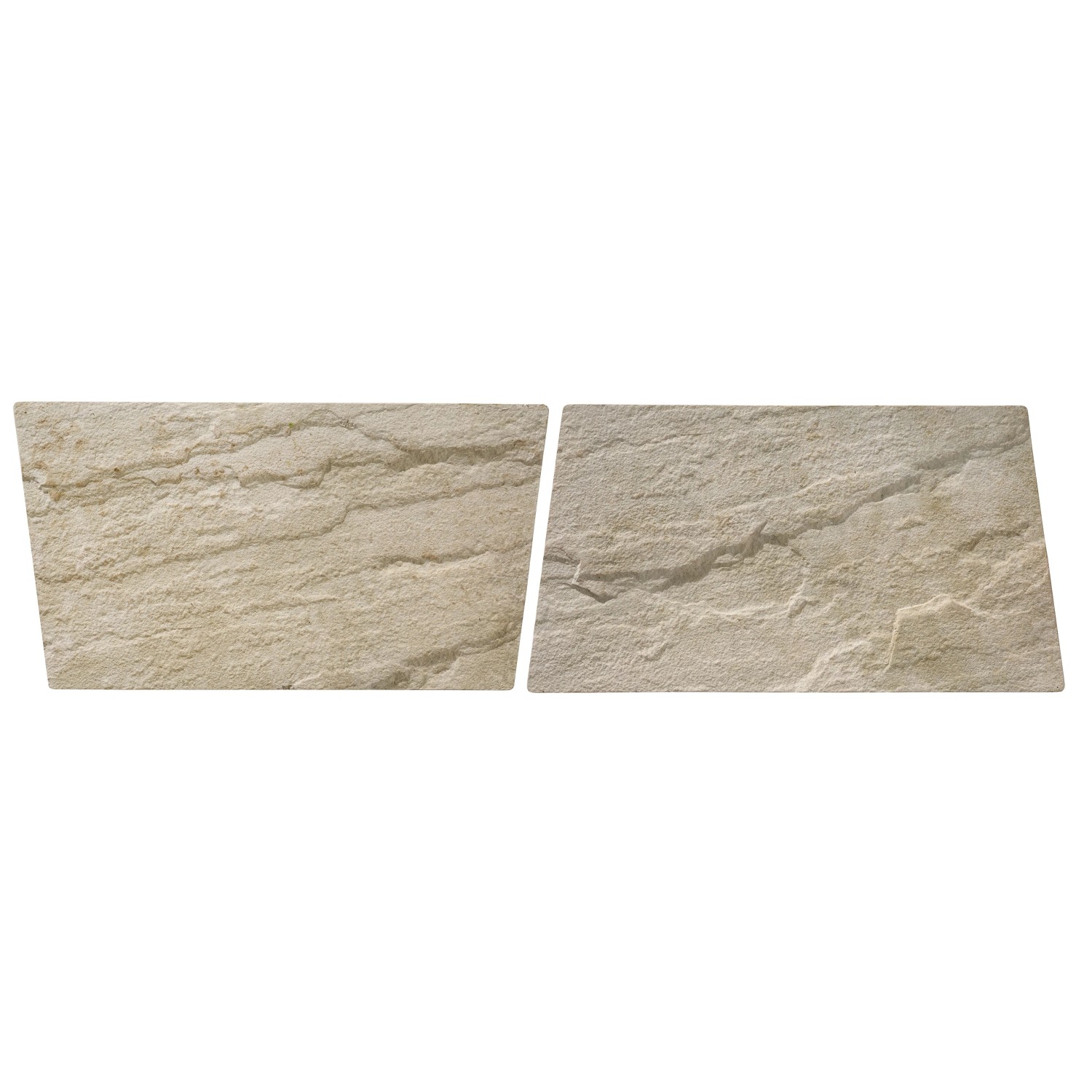 Kalkstein Rasenkante Nativa, 35x20x4 cm, in Natursteinoptik mit Schieferstruktur.
