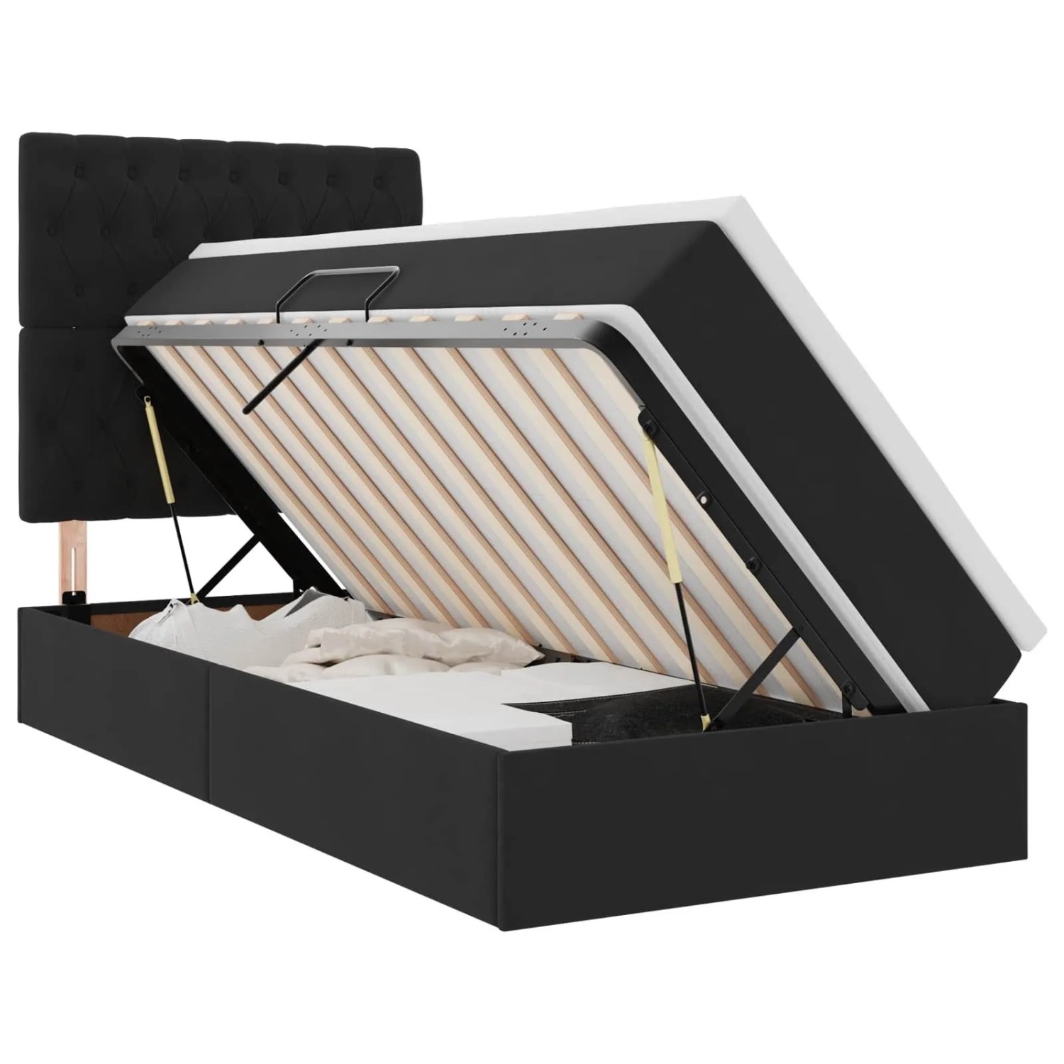 vidaXL Bett mit Stauraum und LED mit LED Schwarz 100 x 200 cm Samt 3372707