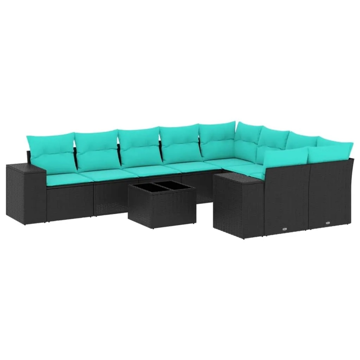 vidaXL 10-Tlg Gartensofa-Set mit Kissen Schwarz Polyrattan 3223046 günstig online kaufen