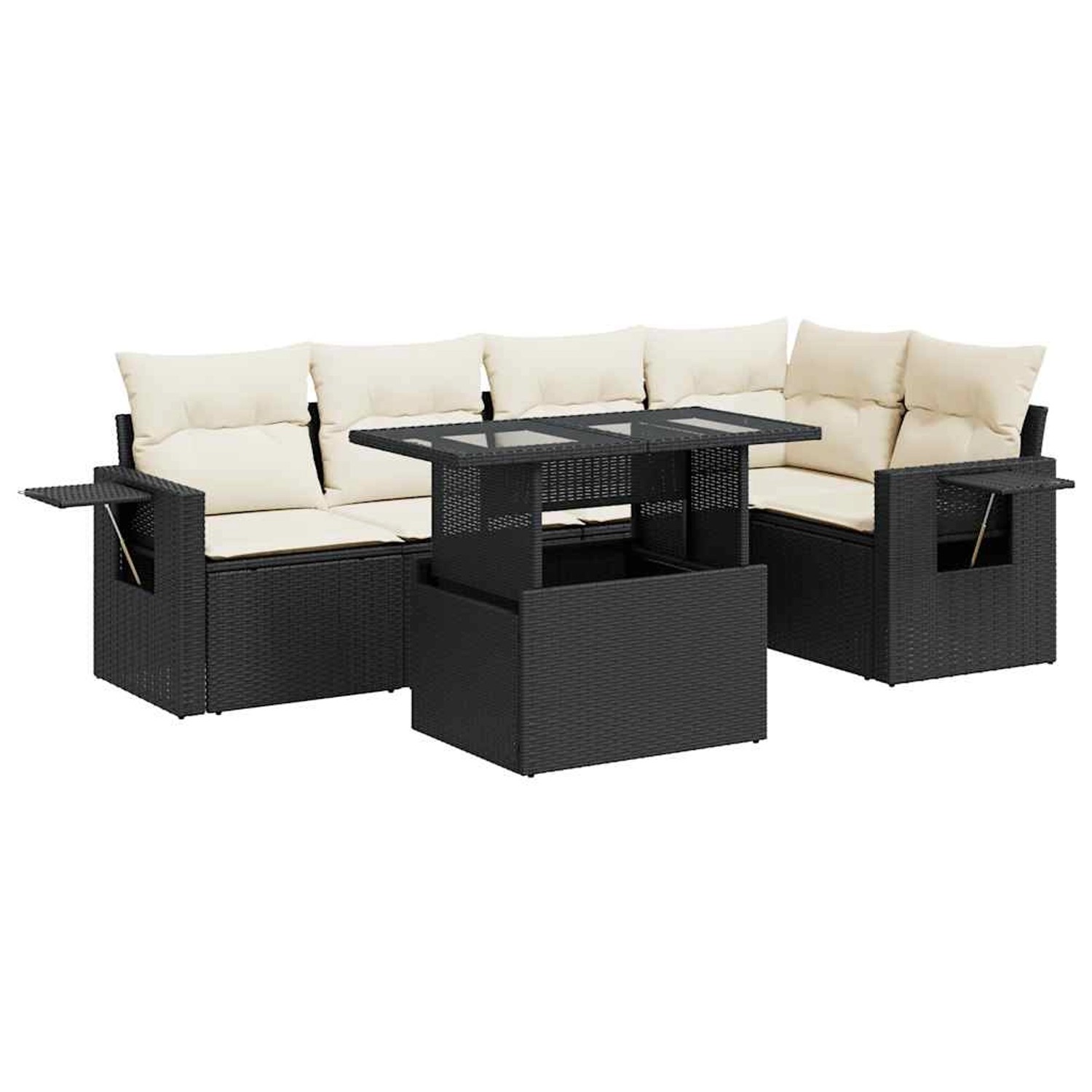 vidaXL 6-Tlg Garten-Sofagarnitur mit Kissen Schwarz Poly Rattan 3326477 günstig online kaufen