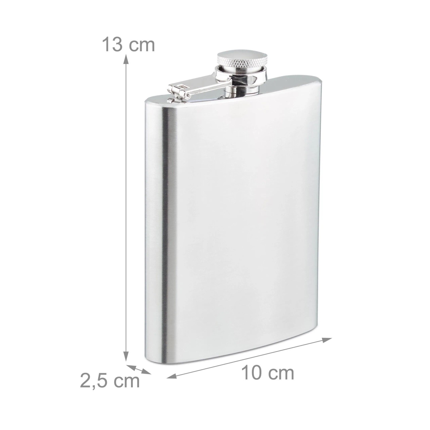 Relaxdays Flachmann Set Edelstahl Silber mit Trichter und 4 Bechern 200 ml_4