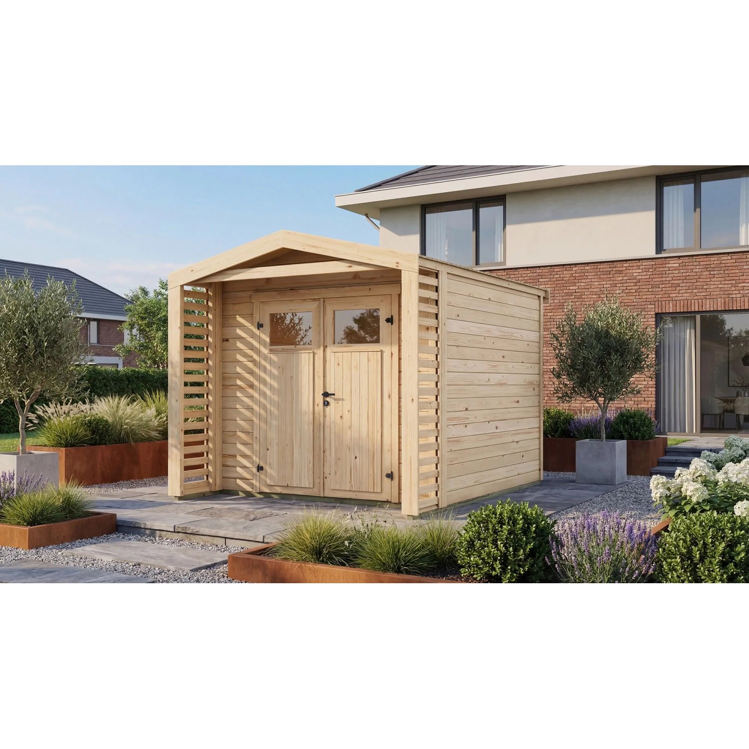 Weka Holz-Gartenhaus Killarney Satteldach Natur Unbehandelt 261 cm x 313 cm