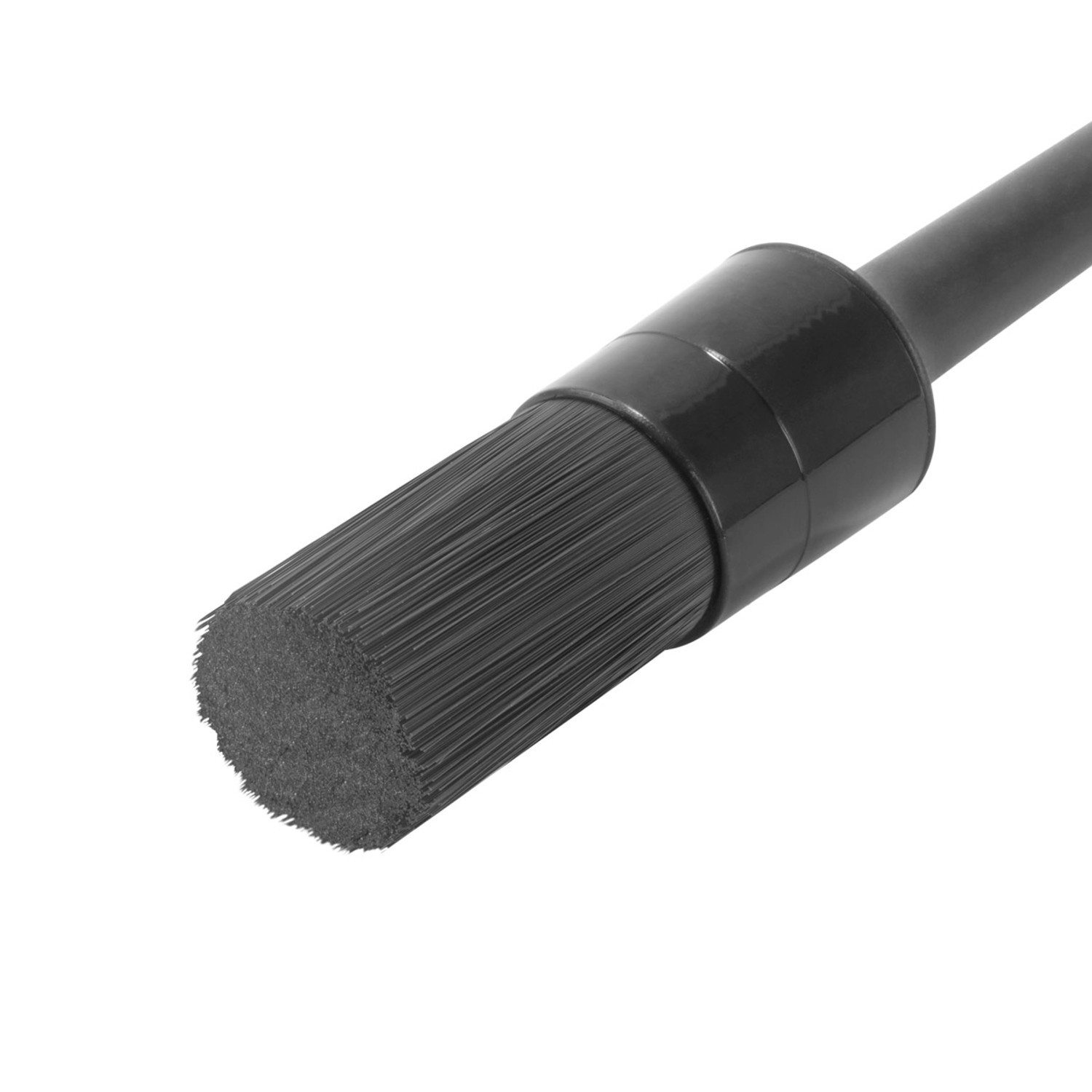 Detailaufnahme: Schwarze Reinigungsbürste aus dem STAHLWERK 5er Set für Autopflege.