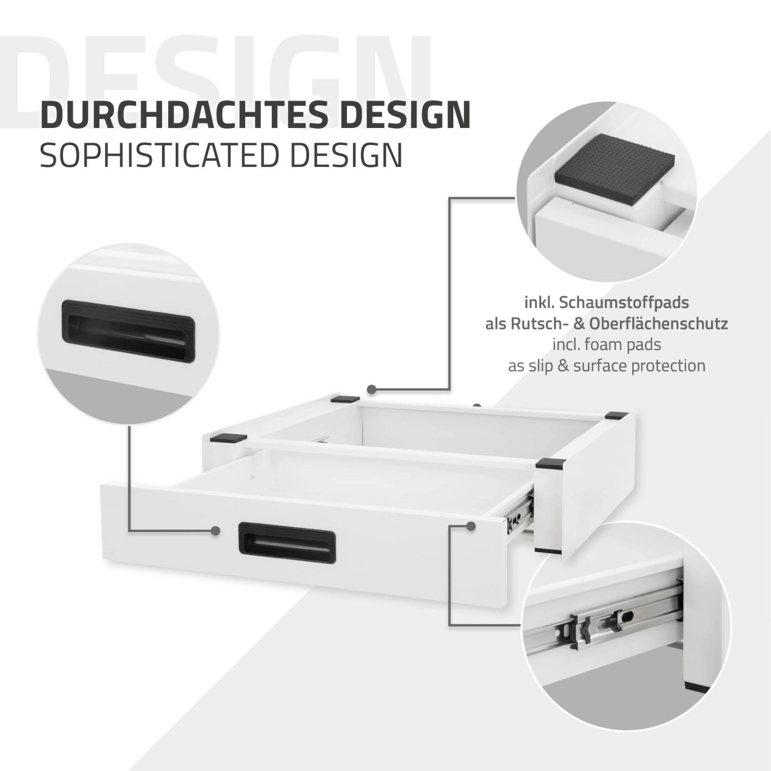 ML-Design Waschmaschinen-Verbindungsrahmen mit Schublade (60x55cm), weiß.