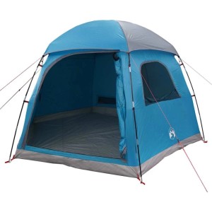 Blaues Iglu Familienzelt für 6 Personen von vidaXL. Campingzelt mit Fenster und Eingang.