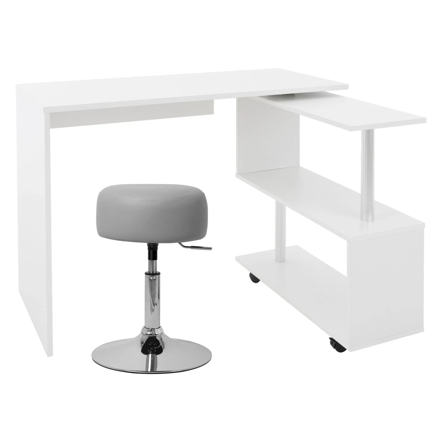 ML-Design Eckschreibtisch Drehbar L-Form 2 Regale Weiß 150x88x75 cm mit Hoc günstig online kaufen