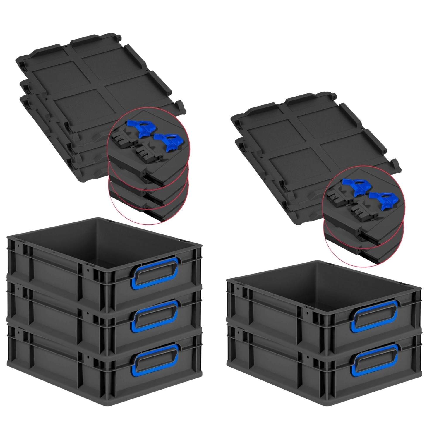 PROREGAL SuperSparSet 5x Eurobox Nextgen Color Mit Scharnierdeckel HxBxT 12 günstig online kaufen