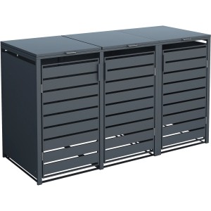 Westmann Mülltonnenbox Kubus für 3 Tonnen (240 l) aus Metall, anthrazitfarben.